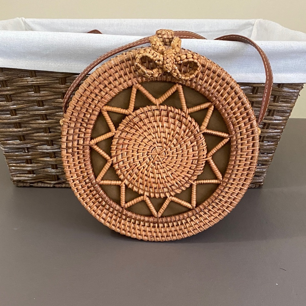 Round Woven Tan Bag